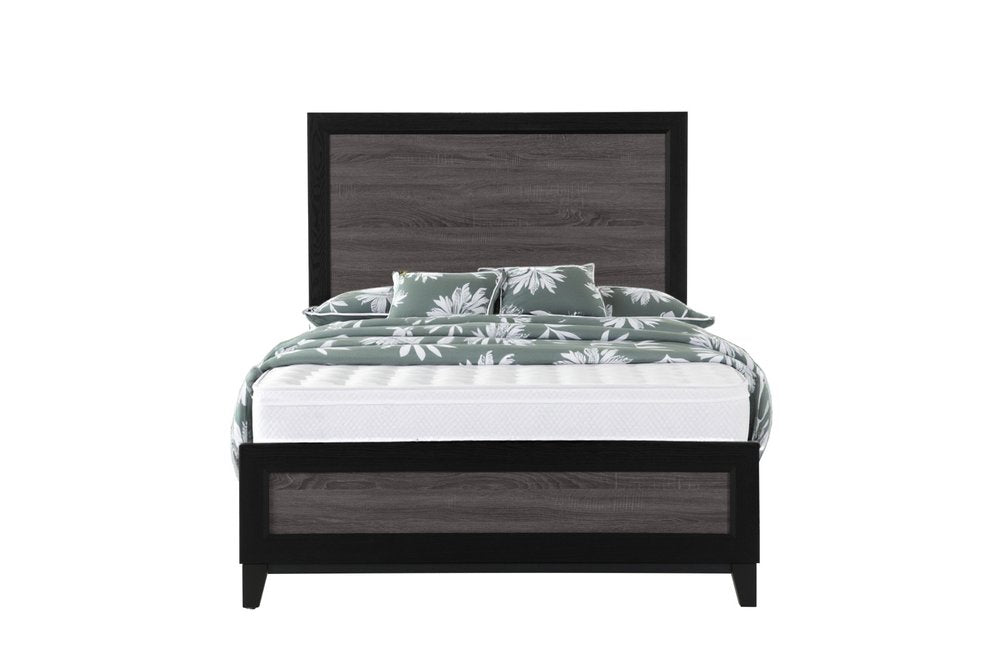Black And Gray Inlaid Panels Full Bed Frame