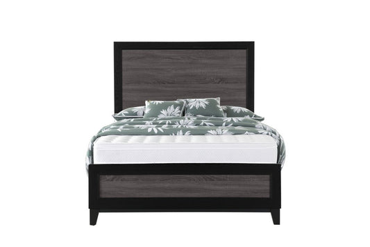 Black And Gray Inlaid Panels Full Bed Frame