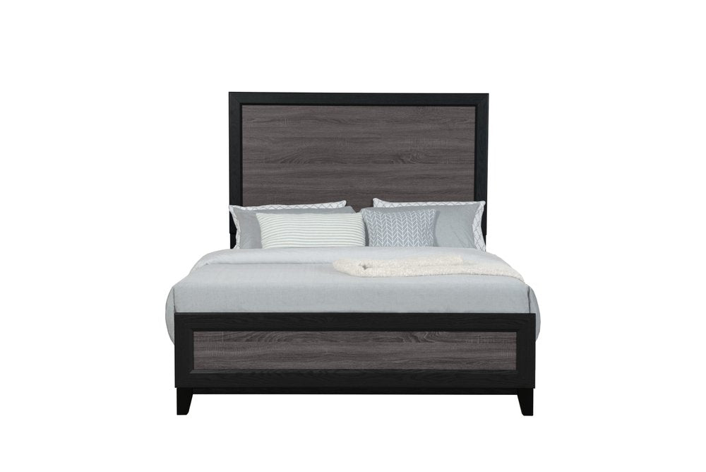 Gray and Black Wood King Bed Frame