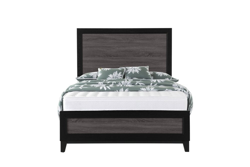 Gray and Black Wood King Bed Frame