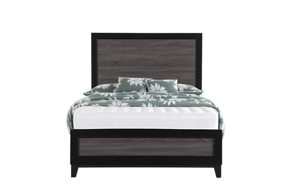 Gray and Black Wood King Bed Frame
