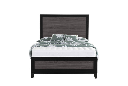 Black And Gray Inlaid Panels Queen Bed Frame
