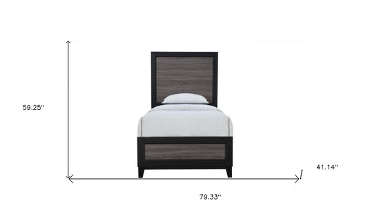 Black and Gray Wood Twin Bed Frame