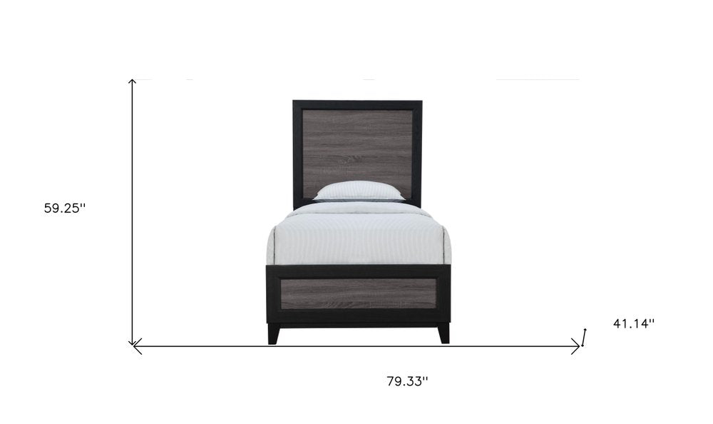 Black and Gray Wood Twin Bed Frame