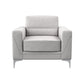 35" Light Gray and Silver Faux Leather Arm Chair