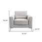35" Light Gray and Silver Faux Leather Arm Chair
