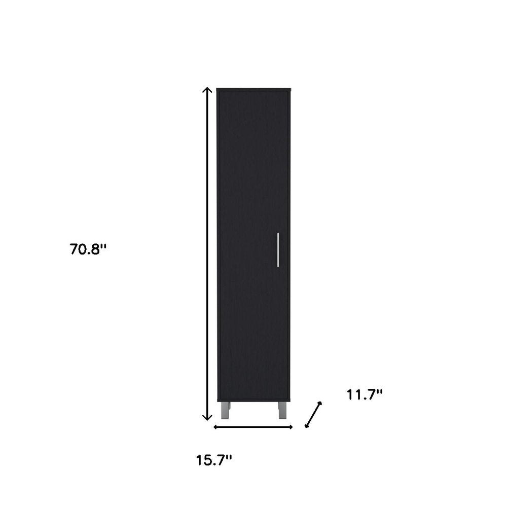 71" Black Wood Pantry Or Storage Cabinet