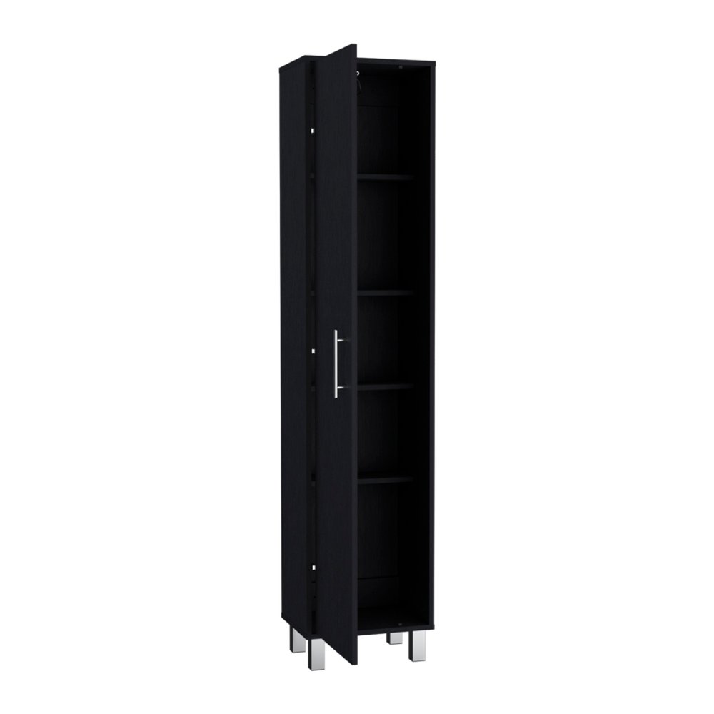 71" Black Wood Pantry Or Storage Cabinet
