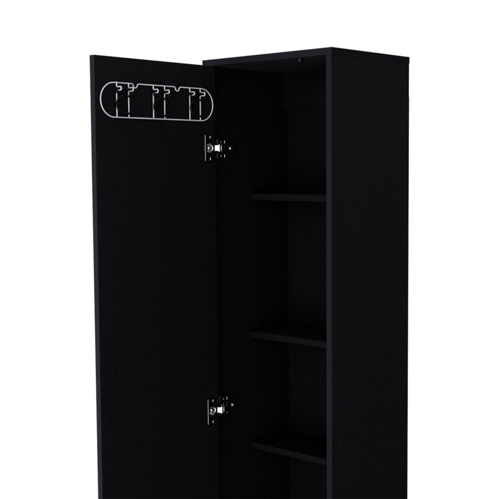 71" Black Wood Pantry Or Storage Cabinet