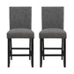 Set of Two 26" Gray and Black Wood and Fabric Counter Height Bar Chairs