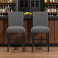 Set of Two 26" Gray and Black Wood and Fabric Counter Height Bar Chairs