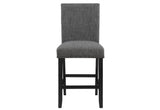 Set of Two 26" Gray and Black Wood and Fabric Counter Height Bar Chairs