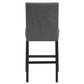 Set of Two 26" Gray and Black Wood and Fabric Counter Height Bar Chairs