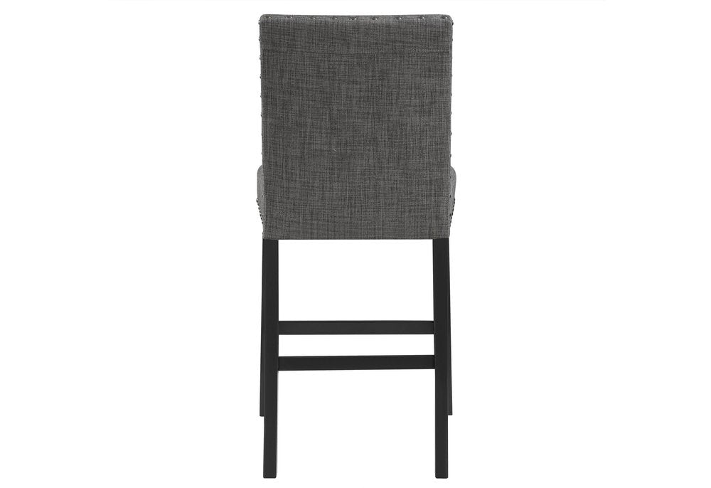 Set of Two 26" Gray and Black Wood and Fabric Counter Height Bar Chairs