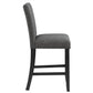 Set of Two 26" Gray and Black Wood and Fabric Counter Height Bar Chairs