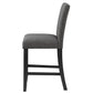 Set of Two 26" Gray and Black Wood and Fabric Counter Height Bar Chairs