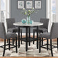Set of Two 26" Gray and Black Wood and Fabric Counter Height Bar Chairs
