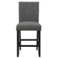 Set of Two 26" Gray and Black Wood and Fabric Counter Height Bar Chairs