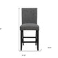 Set of Two 26" Gray and Black Wood and Fabric Counter Height Bar Chairs