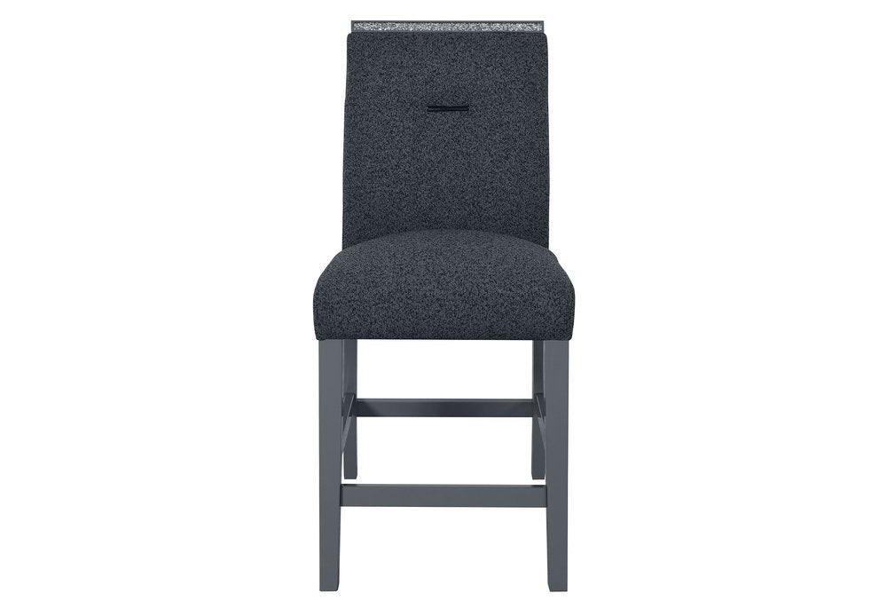 25" Dark Gray Wood and Suede Counter Height Bar Chair