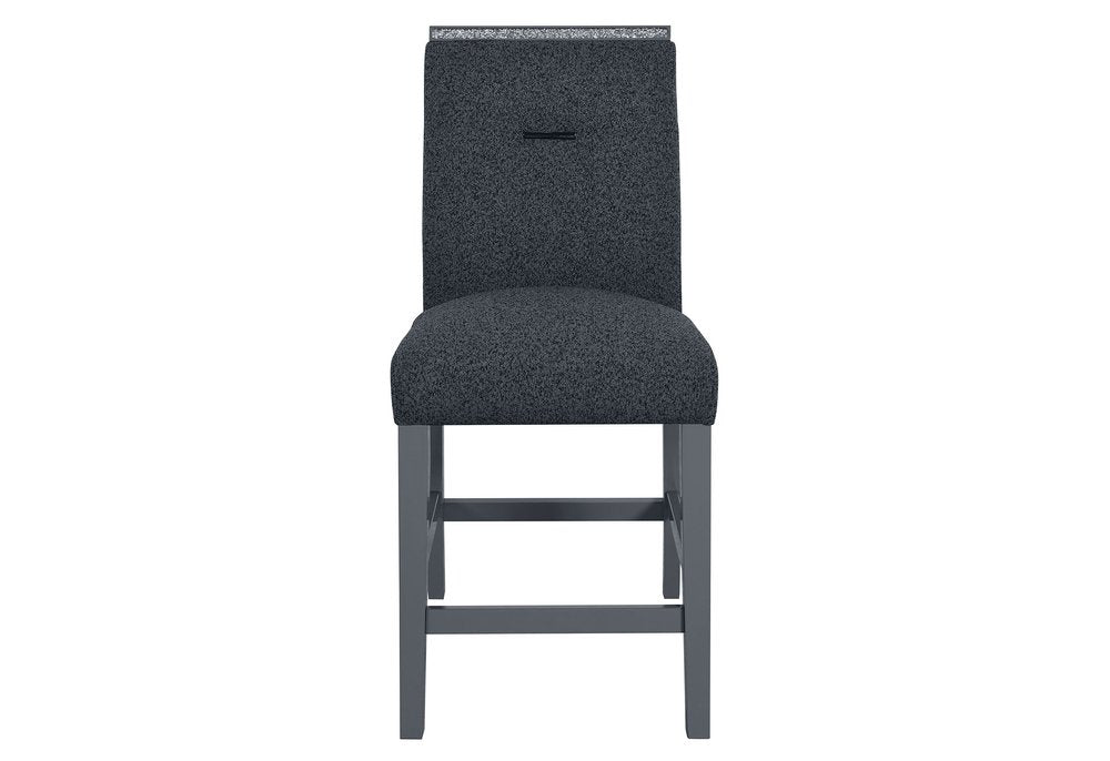 25" Dark Gray Wood and Suede Counter Height Bar Chair