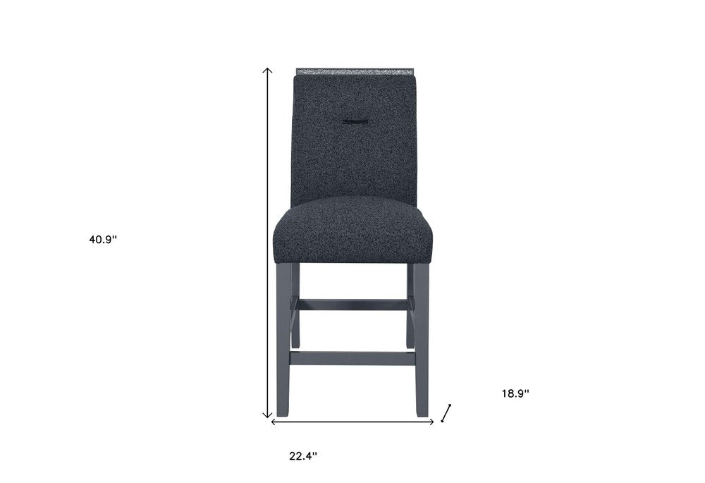 25" Dark Gray Wood and Suede Counter Height Bar Chair