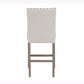 26" White And Natural Fabric And Wood Counter Height Bar Chair