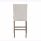 26" White and Natural Wood and Fabric Counter Height Bar Chair