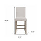 26" White and Natural Wood and Fabric Counter Height Bar Chair