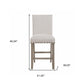 26" White And Natural Fabric And Wood Counter Height Bar Chair