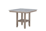 42" White and Natural Faux Marble and Wood Square Bar Table
