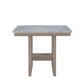 42" White and Natural Faux Marble and Wood Square Bar Table