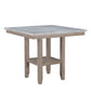 42" White and Natural Faux Marble and Wood Square Bar Table