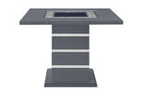 47" Dark Gray Silver And Black Glass Faux Crystal And Wood Square Bar Table