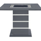 47" Dark Gray Silver And Black Glass Faux Crystal And Wood Square Bar Table