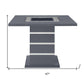 47" Dark Gray Silver And Black Glass Faux Crystal And Wood Square Bar Table