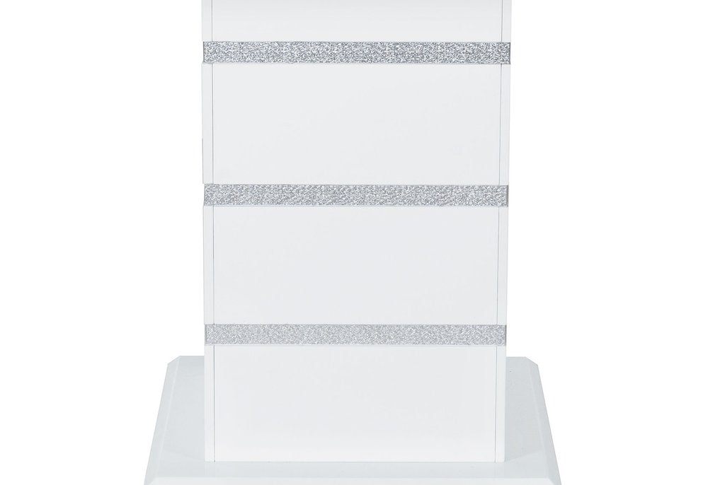 47" White Silver And Black Glass Faux Crystal And Wood Square Bar Table