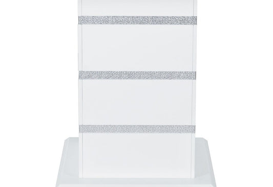 47" White Silver And Black Glass Faux Crystal And Wood Square Bar Table