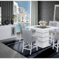 47" White Silver And Black Glass Faux Crystal And Wood Square Bar Table