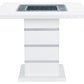 47" White Silver And Black Glass Faux Crystal And Wood Square Bar Table