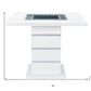 47" White Silver And Black Glass Faux Crystal And Wood Square Bar Table