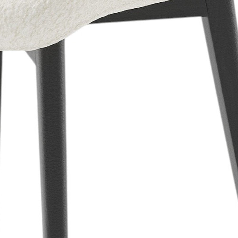 Set of Two White and Black Upholstered Boucle Dining Side Chairs
