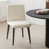 Set of Two White and Black Upholstered Boucle Dining Side Chairs