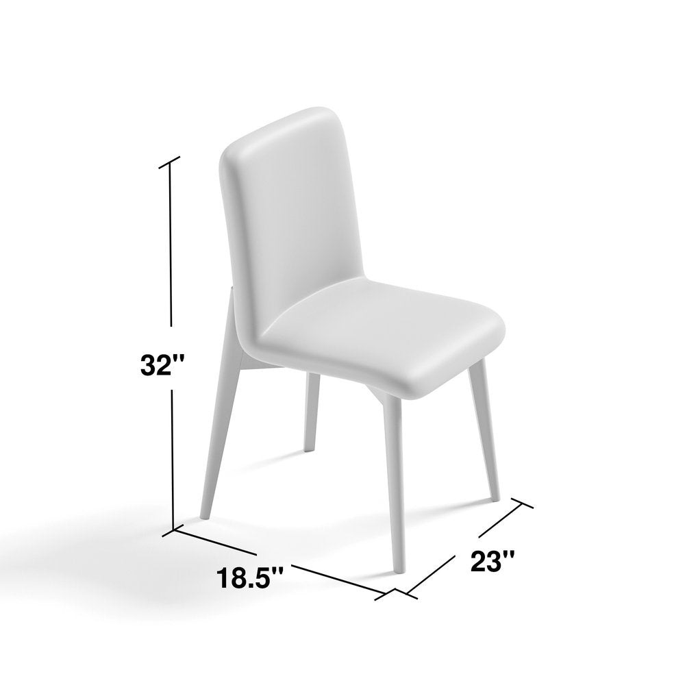 Set of Two White and Black Upholstered Boucle Dining Side Chairs