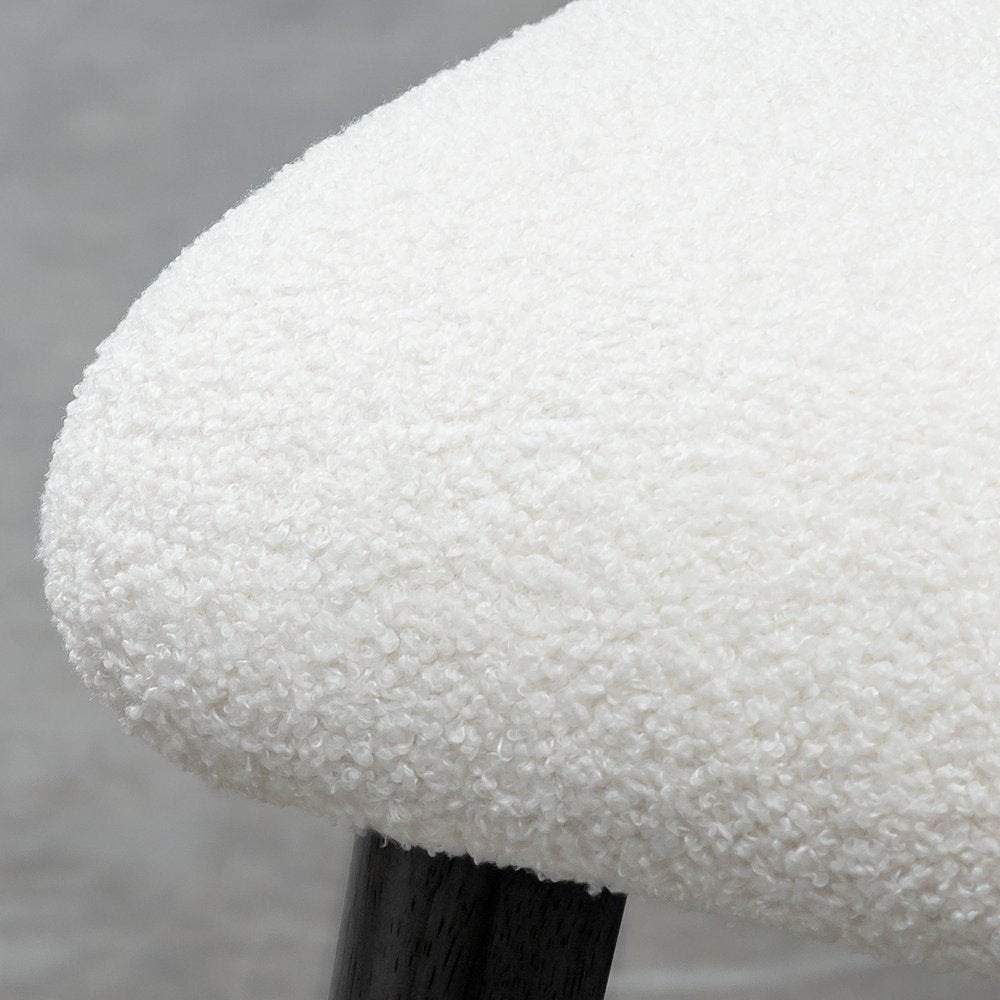 Set of Two White and Black Upholstered Boucle Dining Side Chairs