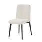 Set of Two White and Black Upholstered Boucle Dining Side Chairs