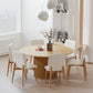 Set of Two Off White And Natural Boucle Upholstered Dining Side Chairs