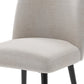 Set of Two Beige And Black Upholstered Fabric Dining Side Chairs