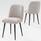 Set of Two Beige And Black Upholstered Fabric Dining Side Chairs