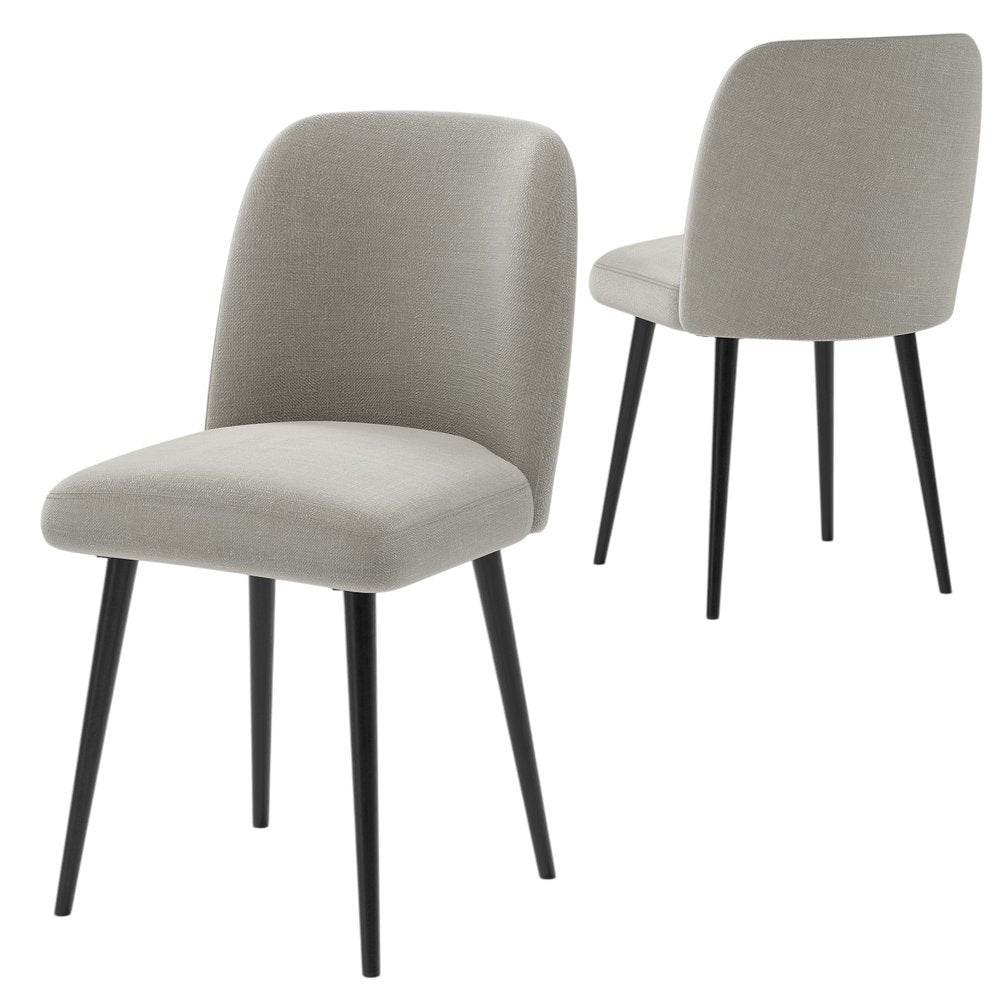 Set of Two Gray And Black Upholstered Fabric Dining Side Chairs